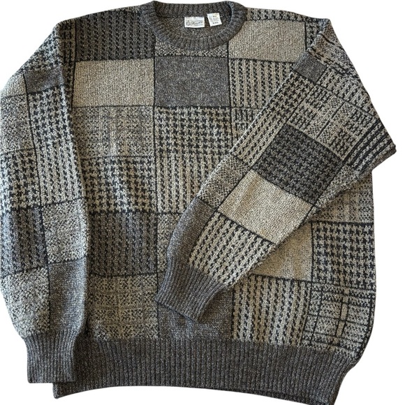 VTG 90s Maglificio Florence men’s XXL Patchwork Wool Blend Sweater Italy Made - Picture 5 of 9